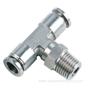 Stainless steel male run tee push in fitting